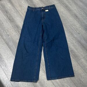 Sailor Wide Leg Dark Blue Denim Jeans
